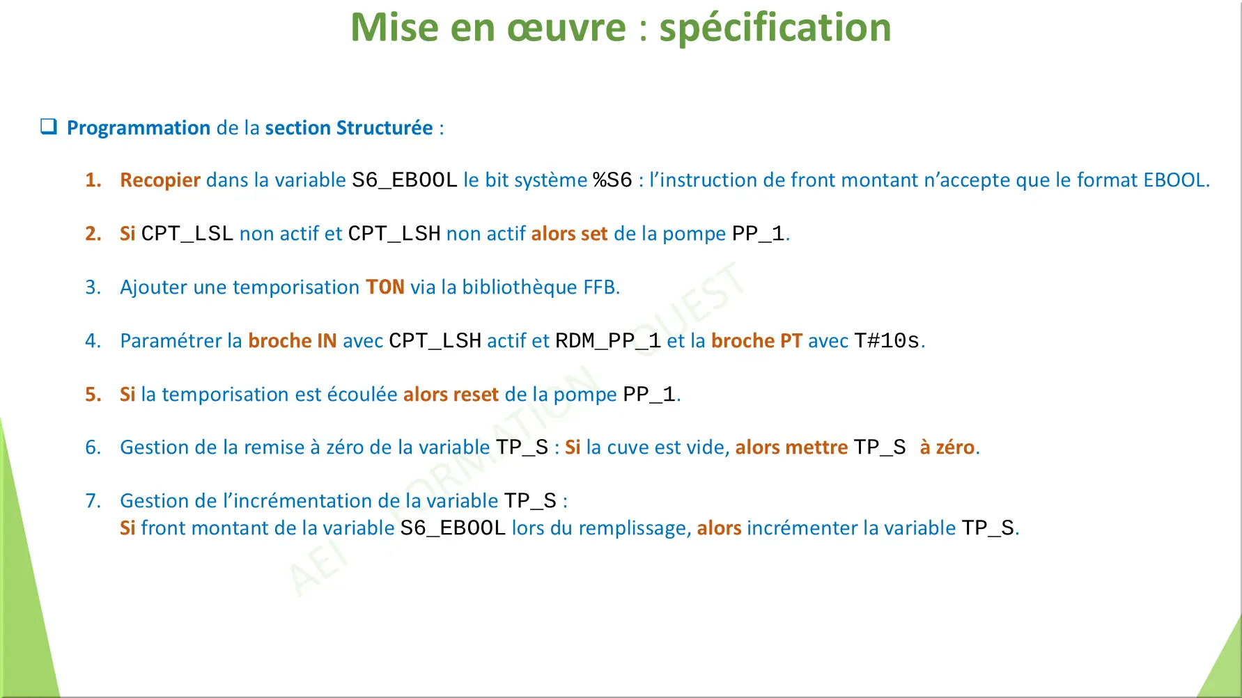 Mise en œuvre : spécification